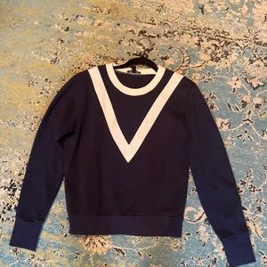 Blue & white double V cotton sweater.